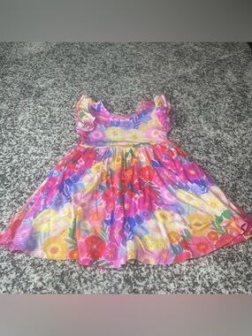 Little Sleepies Play Bamboo Twirl Dress 2T Bright Multicolored Floral Soft